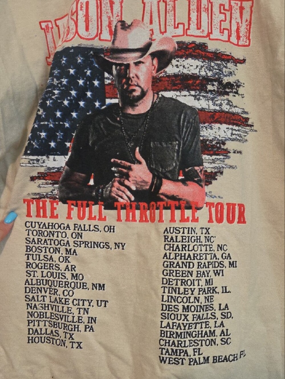 Jason Aldean Beige Graphic Tour T-Shirt The Full Throttle Tour Size Xl - Picture 5 of 6